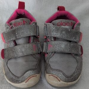PLAE Gray and Pink Velcro Strap Sneakers